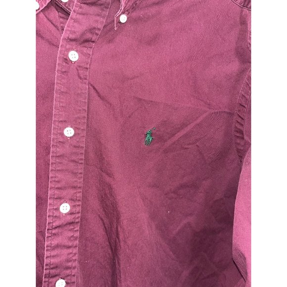 Polo Ralph Lauren Mens Classic Fit Pony Button Up Shirt Size XL Burgundy Red Twi - Picture 3 of 7
